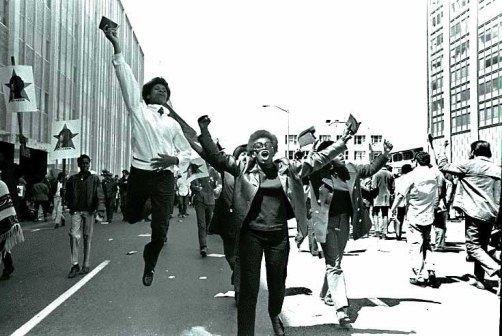 Free Huey newton, Black Panther Rally San Francisco, May 1, 1969 Leaping wi Mao Book sheet 294 frame 42