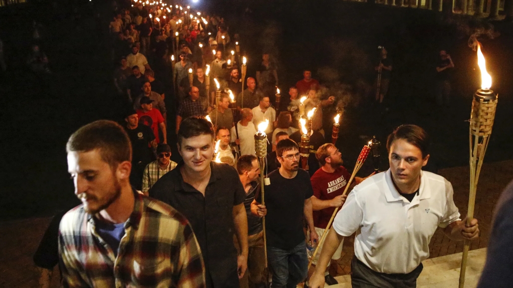 Fascists marching in Charlottesville, in 2017.